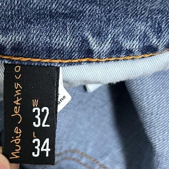 Nudie Jeans Men’s Lean Dean Straight Leg Jeans Size 32x34 Medium Wash Stretch - Picture 7 of 9